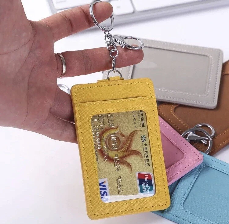 Slim ID Credit Card Holder Minimalist Wallet Case With Key Chain And Ring Clasp