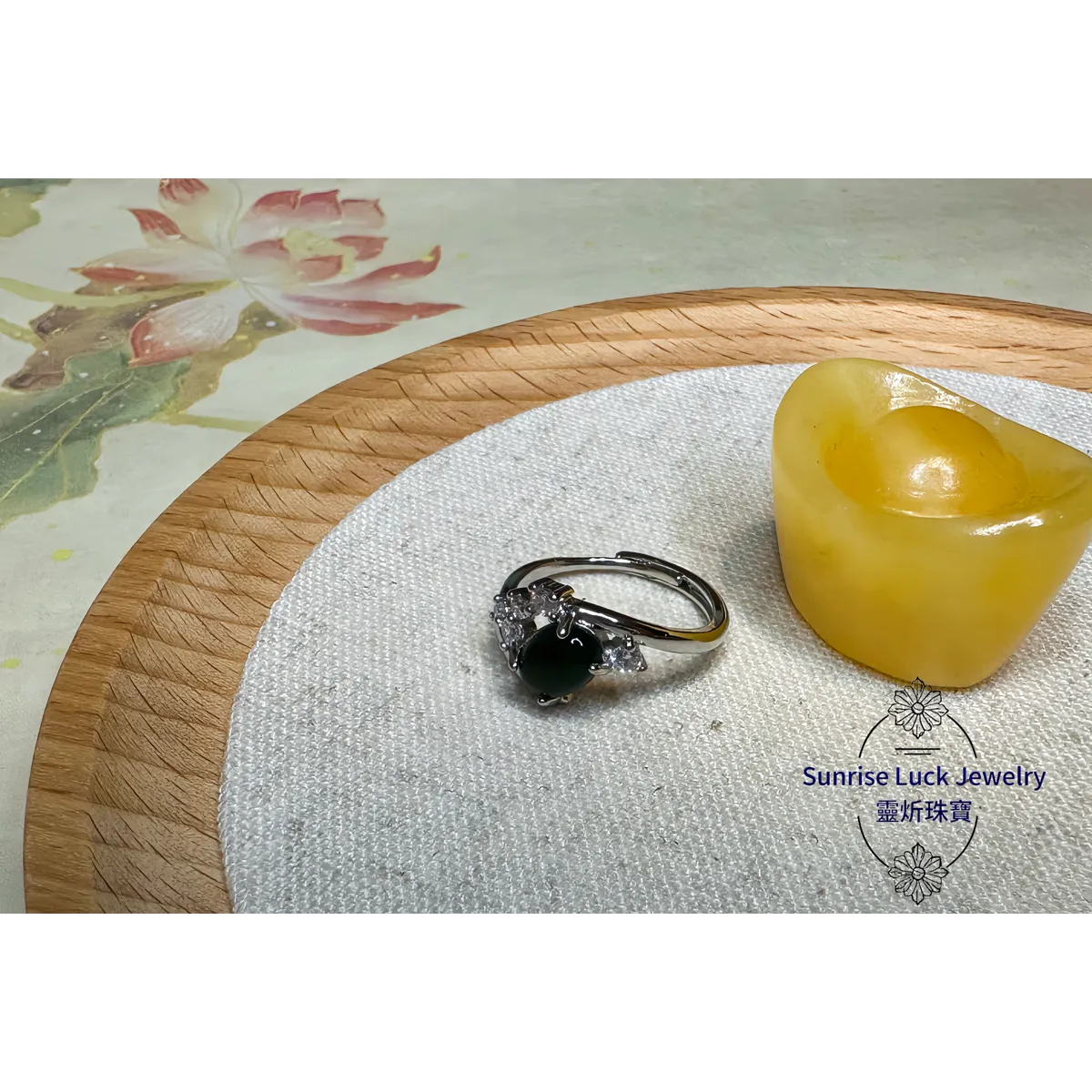 Jasper & Zircon Ring 鋯石翡翠戒指