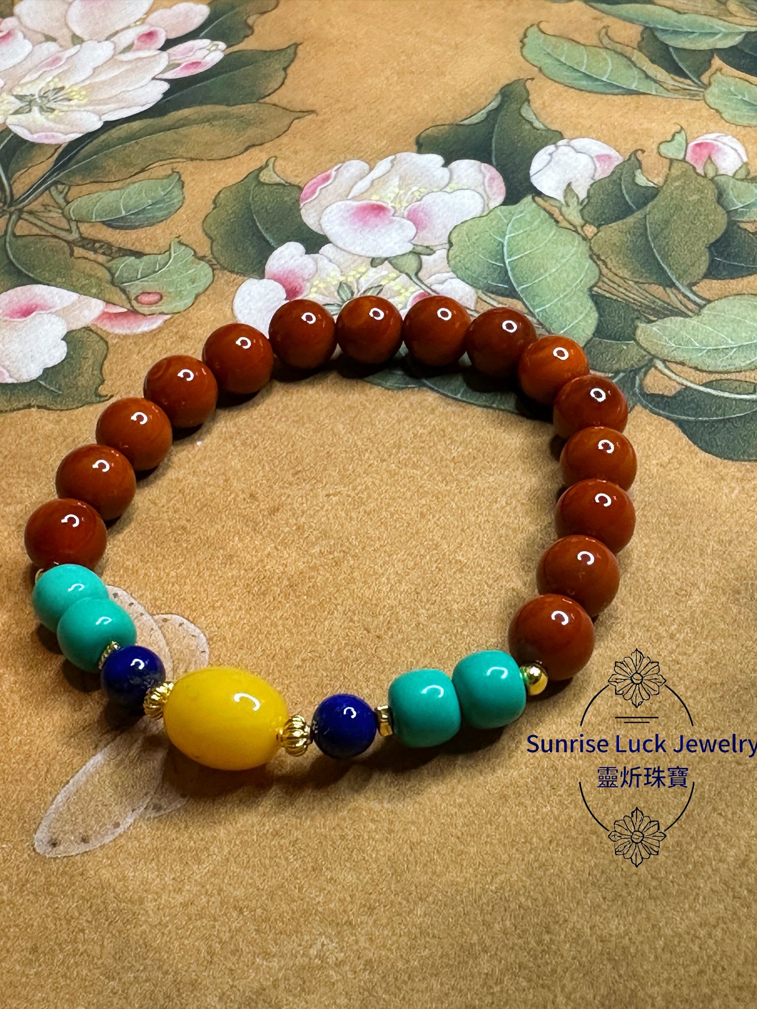 [Limited] South Red Agate, Amber, Turquoise, Lapis lazuli Bracelet 南紅綠松石青金石蜜蠟手串