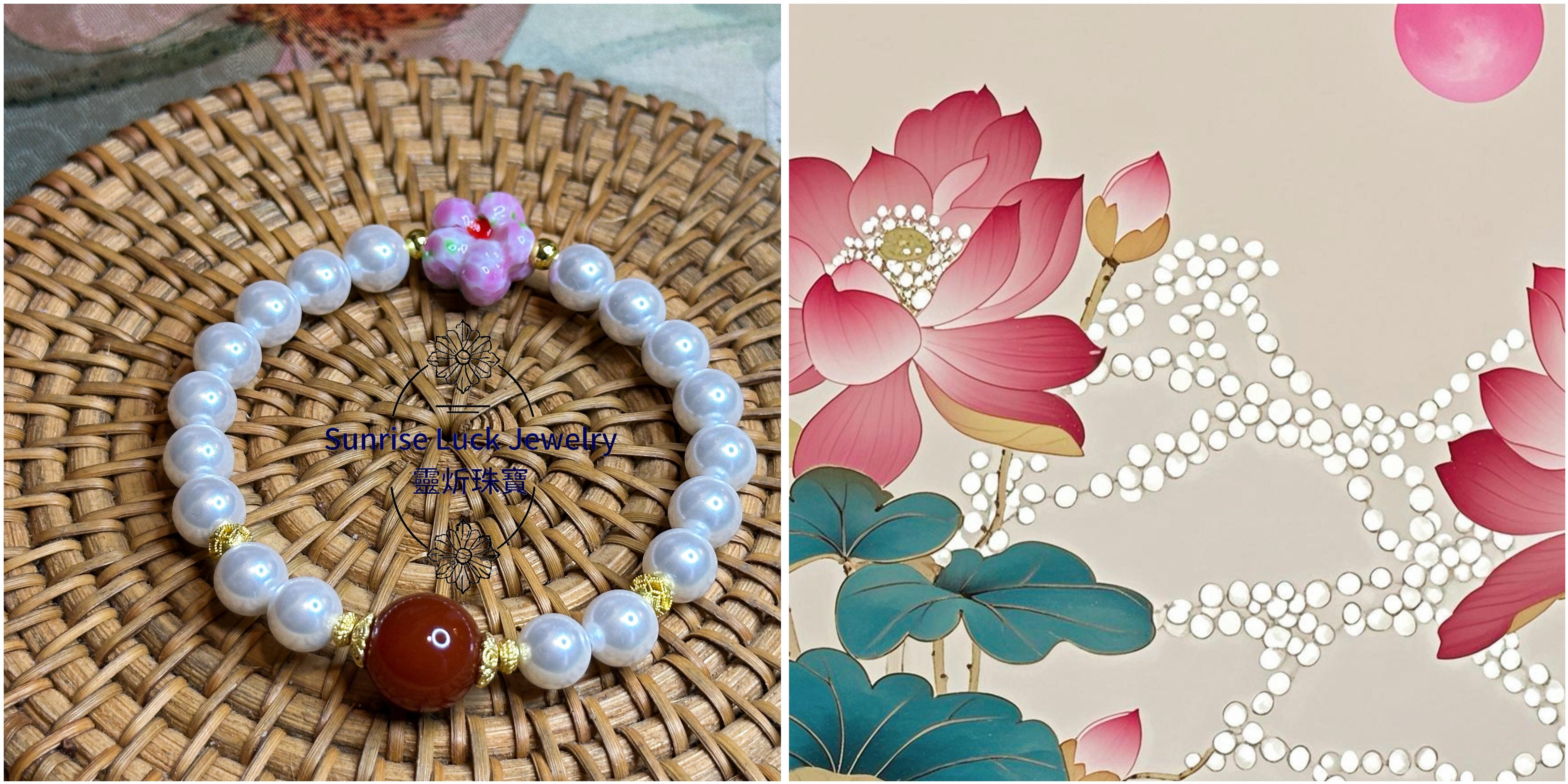 Mother-of-pearl - South Red AgateBracelet 南紅貝母珠手串