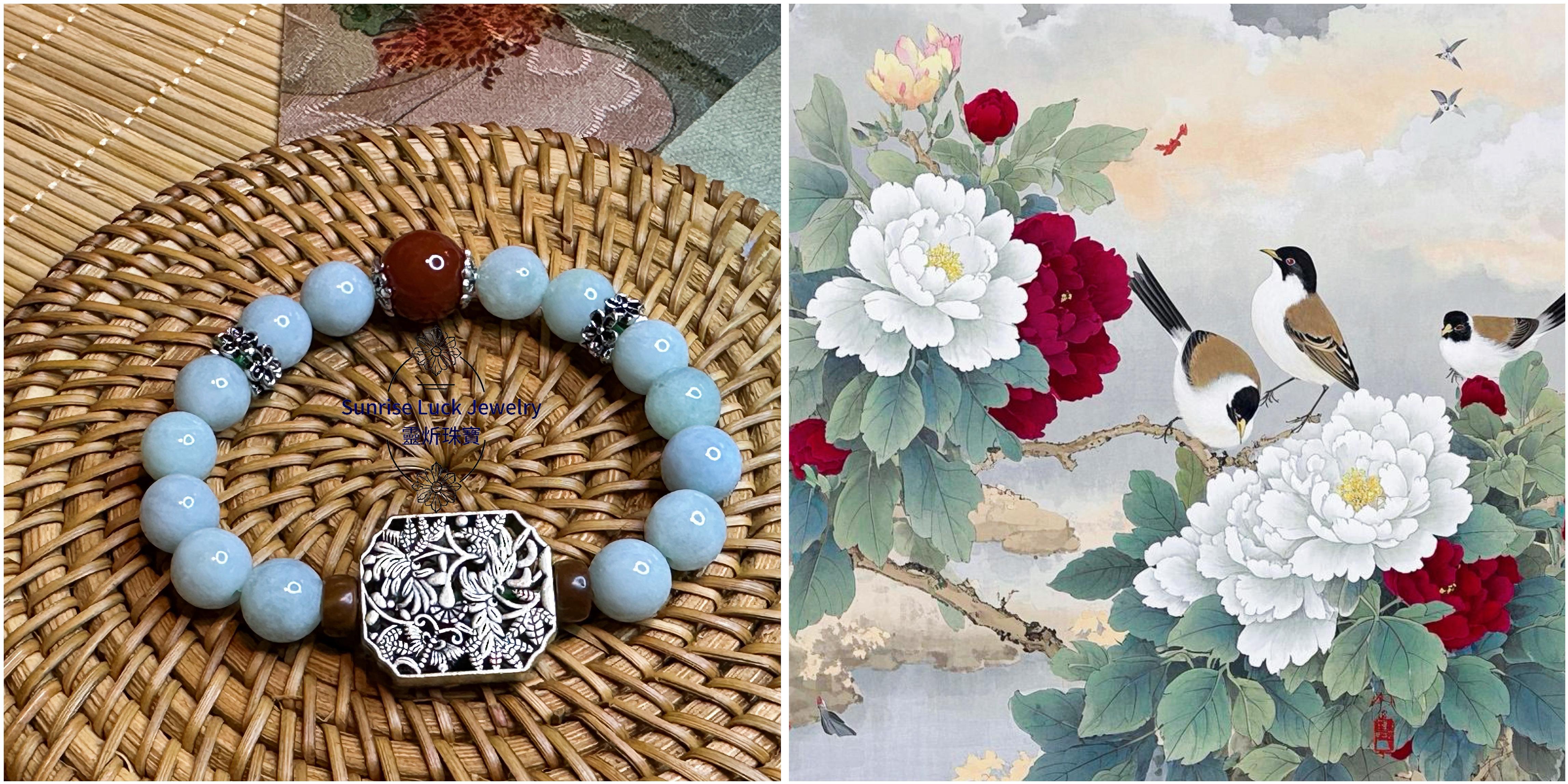 Jade - beauty and Silver - charm Bracelet 老銀手牌翡翠南紅手串