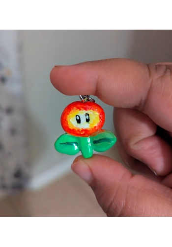 Mario Fire Flower Charm – Handmade Polymer Clay | Gamer Collectible Accessory