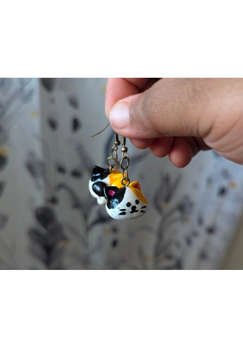 Cat Head Earrings – Handmade Polymer Clay | Cute Cat Lover Jewelry