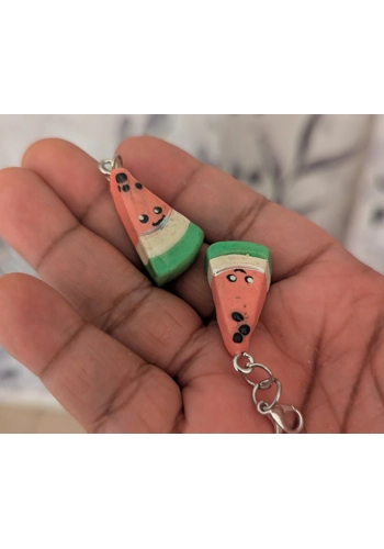Miniature Kawaii Watermelon Slice Charm – Handmade Polymer Clay | Cute Summer Accessory