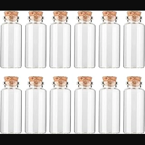 12PCS Mini Glass Bottle with Wood Cork Stoppers,30ml DIY Decoration Glass Jars for Halloween Decorat