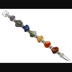 Crystal Chakra Wand Healing Crystal Wands Witchcraft - Chakra Tumbled Crystal Wand for Meditation, W