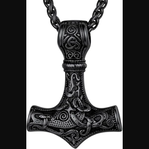 FaithHeart Viking Thor's Hammer Talisman Necklace for Men, Vintage Norse Mjolnir Amulet Pendant with FaithHeart Viking Thor's Hammer Talisman Necklace for Men, Vintage Norse Mjolnir Amulet Pendant with