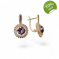 Purple earrings for girls gold pl..