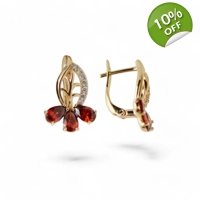 Red white zirconia earrings gold ..