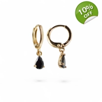 Black zirconia earrings gold-plat..