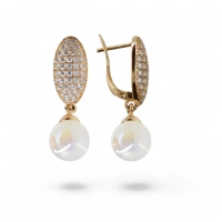 White pearl zircon gold plated ea..