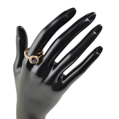 Black zircon 18k gold plated ring for girls 8 US size