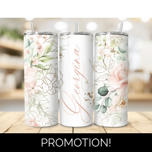 Blush Gold Floral Name 20oz Tumbler