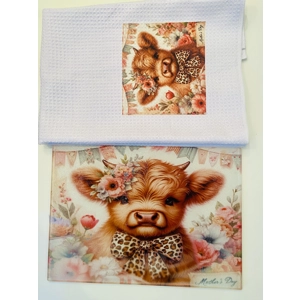Chopping board and tea towel gift set choose your design
