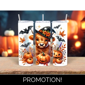 halloween highland cow tumbler