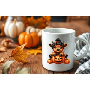cute halloween highland cow mug
