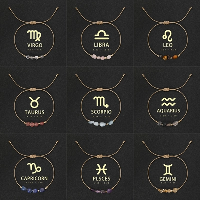 Natural Stone beads bracelet 12 zodiac signs Natural Stone beads bracelet 12 zodiac signs