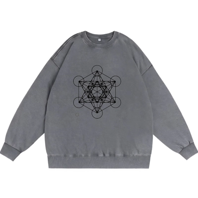 Metatron’s Cube Sacred Geometry oversized Hoodie — Energy Balance & Protection 100% cotton