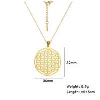 Flower of Life Necklace — Stainless Steel Sacred Geometry Pendant (Gold Finish)