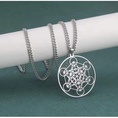 Metatron’s Cube Necklace — Stainless Steel Sacred Geometry..