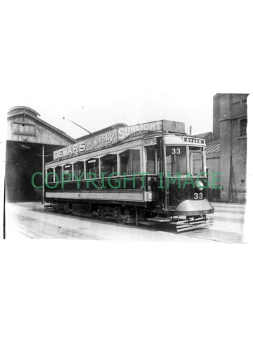 B/W Photo Newcastle Corporation Tram #33 @ Byker Depot