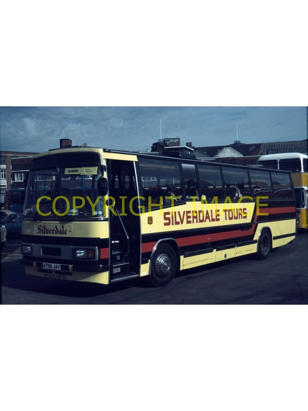 35mm slide Silverdale Nottingham Volvo B10M / Plaxton A 734 JAY
