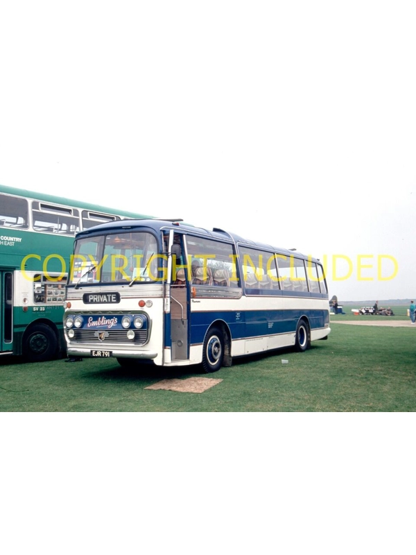 35mm slide Emblings Leyland Royal Tiger / Plaxton EJR 791 Ex Hunters via OK