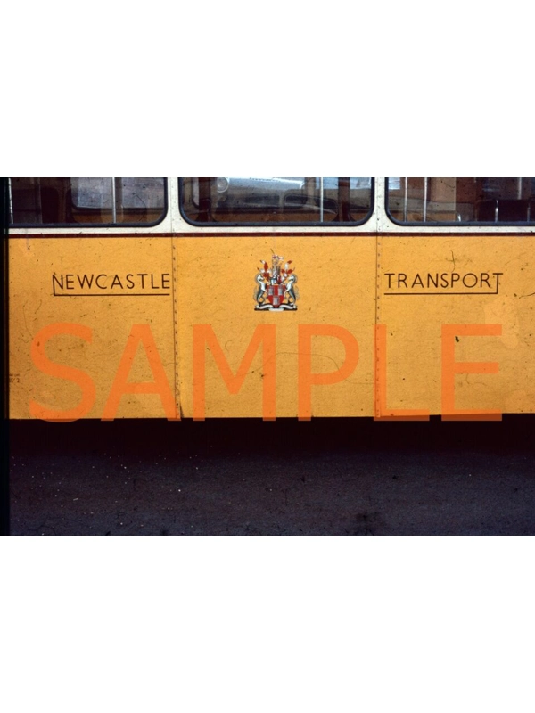 35mm slide Newcastle Corporation full fleetname from Bus side