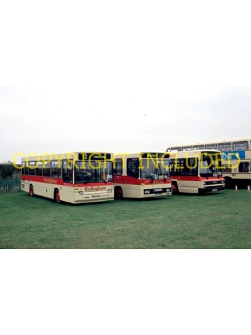 35mm slide Line up of Hedingham Vehicles at Showbus 94
