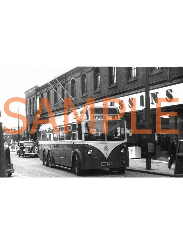 B/W Bus photo Rotherham Trolleybus Daimler CTC6 / East Lancs FET 624 - 1 (ex24)