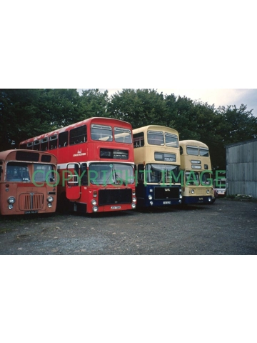 35mm slide Line up of Vehicles at Wythall Transport Museum 1984 Early days.