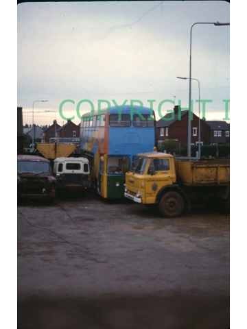 35mm bus slide Ex Ribble (unidentified) Atlantean as play bus @ Scunthorpe 1982