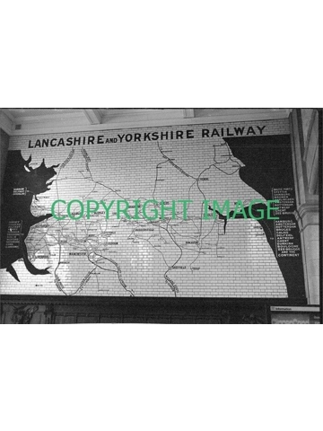 Black / White Negative Lancashire & Yorkshire Railway map @ Manchester