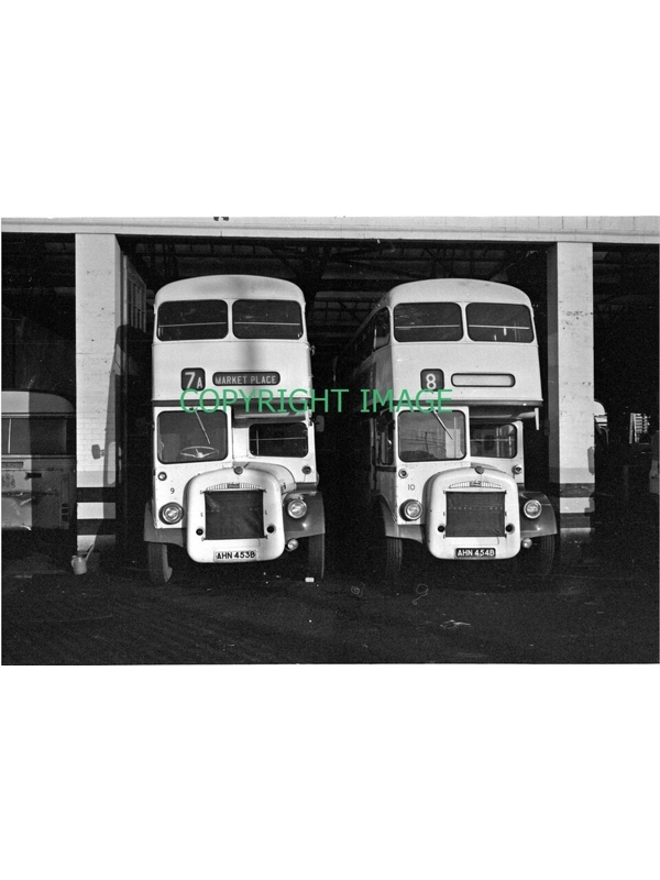 35mm B/W Neg Darlington Daimler CCG5 / Roe AHN 453/4 B 9 & 10 in Depot