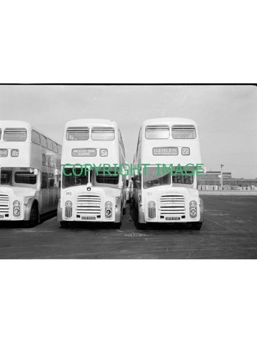 35mm B/W Neg Blackpool Transport Leyland PD3 / MCW 392 + 511 in depot