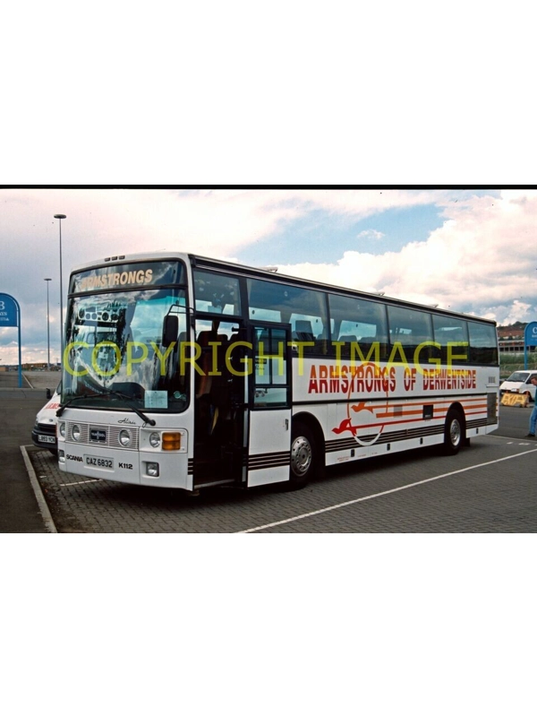 35mm slide Armstrongs Scania K 112 / Van Hool CAZ 6832 Ex E 340 MHN