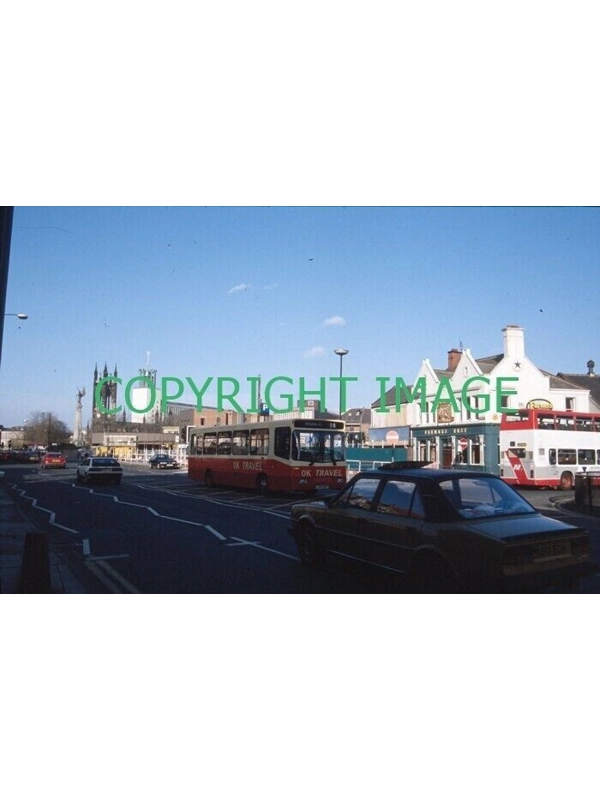 35mm slide OK Volvo B6 / Alexander L 415KEF Passing closed Haymarket Bus Station