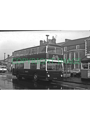 35mm B/W slide OK Travel Daimler Fleetline / Park Royal MLK 449 L - Ex LT DMS