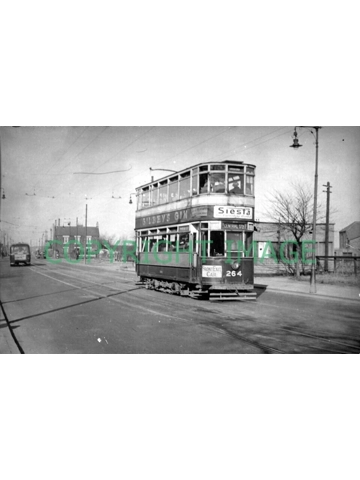 B/W Photo Newcastle Corporation Tram #264 on Great North Road, Gosforth