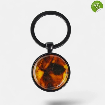 Baltic amber keychain with pressed amber cabochon Baltic amber keychain with pressed amber cabochon