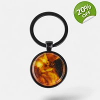 Pressed amber keys pendant with c..