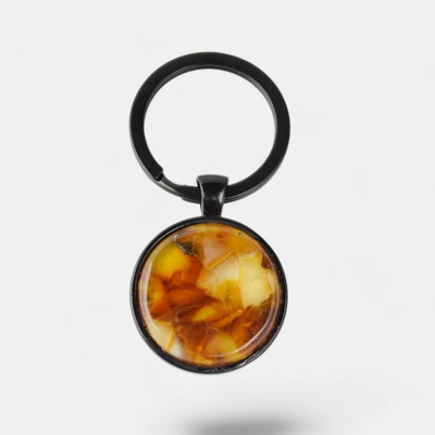Pressed Baltic amber gem stone cabochon keys pendant Pressed Baltic amber gem stone cabochon keys pendant