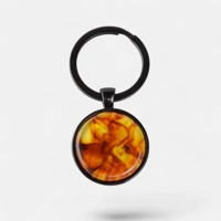 Pressed amber gemstone keychain p..