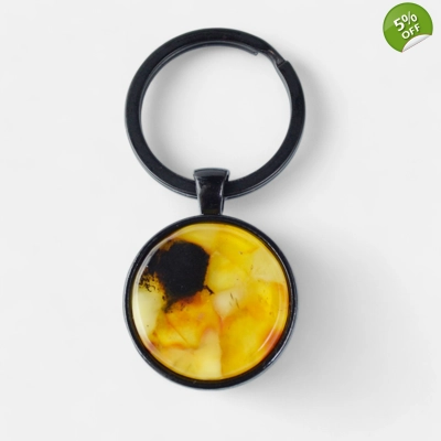 Cabochon amber keychain with Pressed amber Cabochon amber keychain with Pressed amber