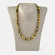 Round Pressed amber necklace with gemstones bead..