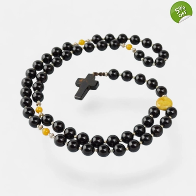 Pressed 10mm men's amber necklace with a cross MH04 Pressed 10mm men's amber necklace with a cross MH04