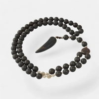 Pressed 9 mm men's amber necklace..