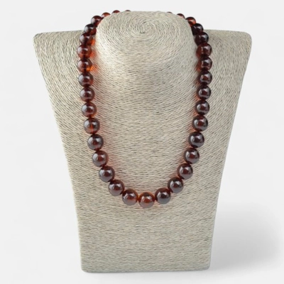 Pressed amber necklace 10 to 14 mm round beads N005 Pressed amber necklace 10 to 14 mm round beads N005