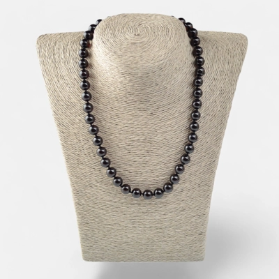 Pressed amber necklace 9 mm beads Dark cherry N0102 Pressed amber necklace 9 mm beads Dark cherry N0102