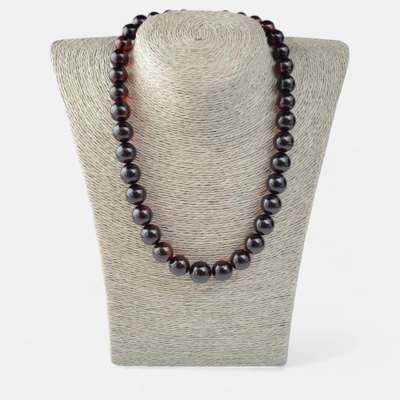 Cherry women's necklace with Baltic amber pressed beads N019 Cherry women's necklace with Baltic amber pressed beads N019